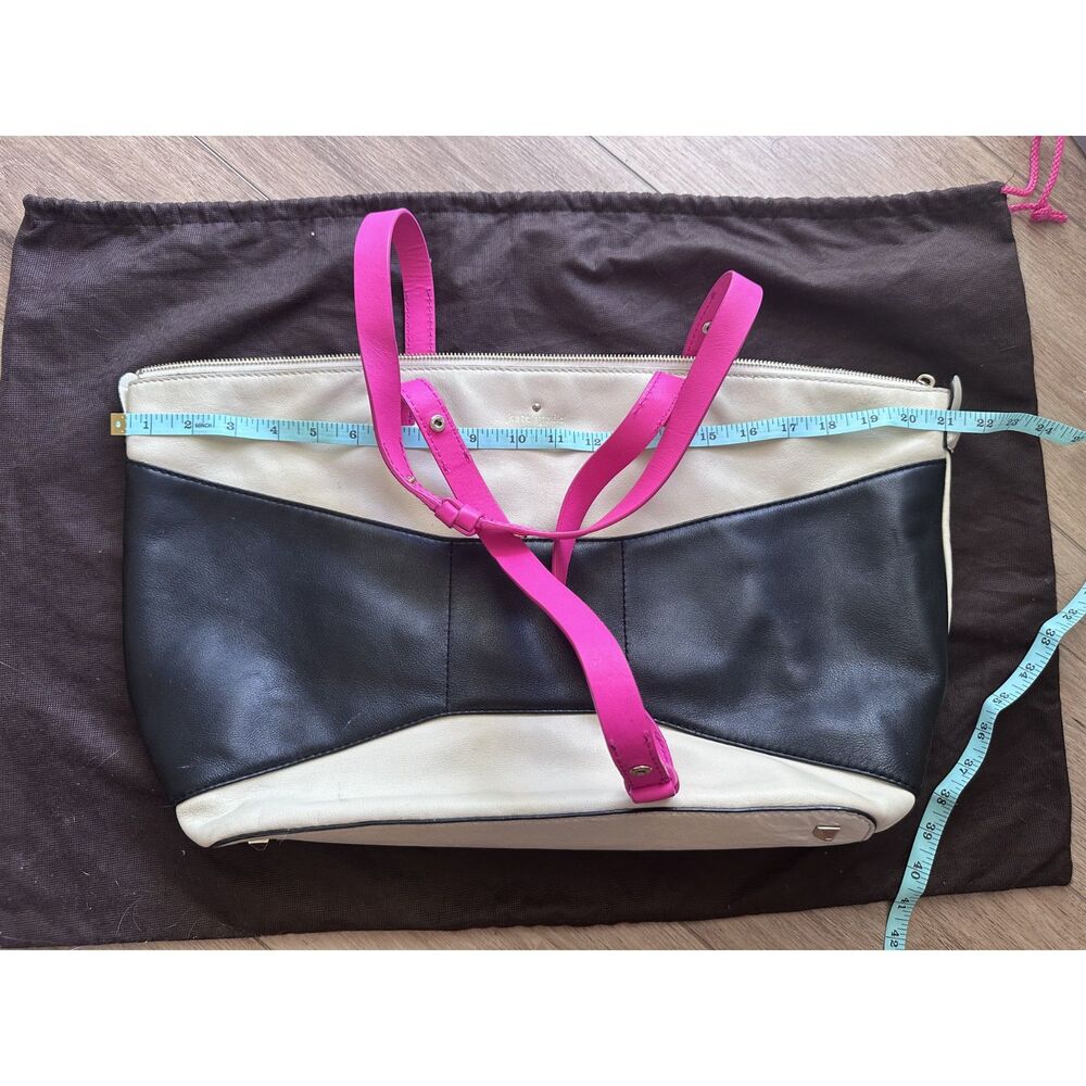 Kate Spade Black Cream Pink Aqua Tote Shoulder Bag Colorblock Purse